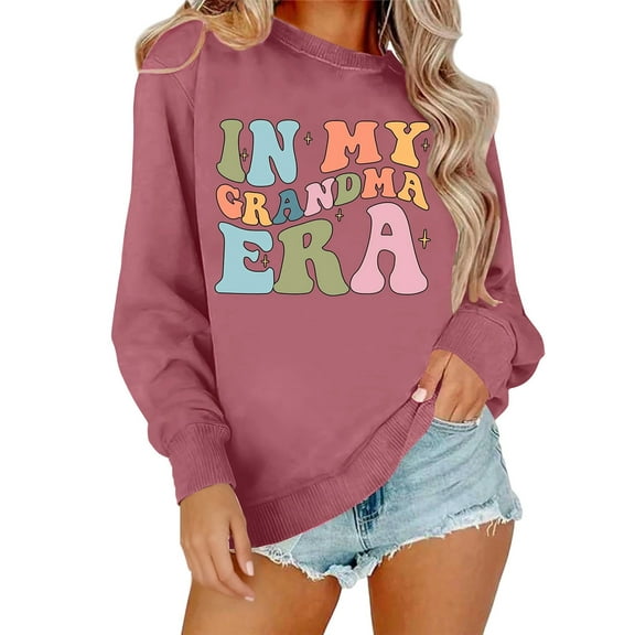 Grandma Sweatshirts For Women Colorful Letter Print Long Sleeve Crew Neck Casual Pullover Shirts Fall y2k Clothes