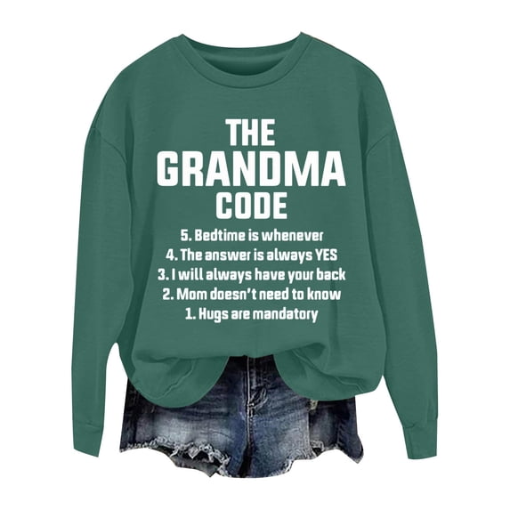 Grandma Sweatshirts For Women Nana Sweatshirt The Grandma Code Sweatshirt Long Sleeve Shirts Gift Tops Code Sweatshirt Grandmother Crewneck Gifts for Grandmas Sweatshirts