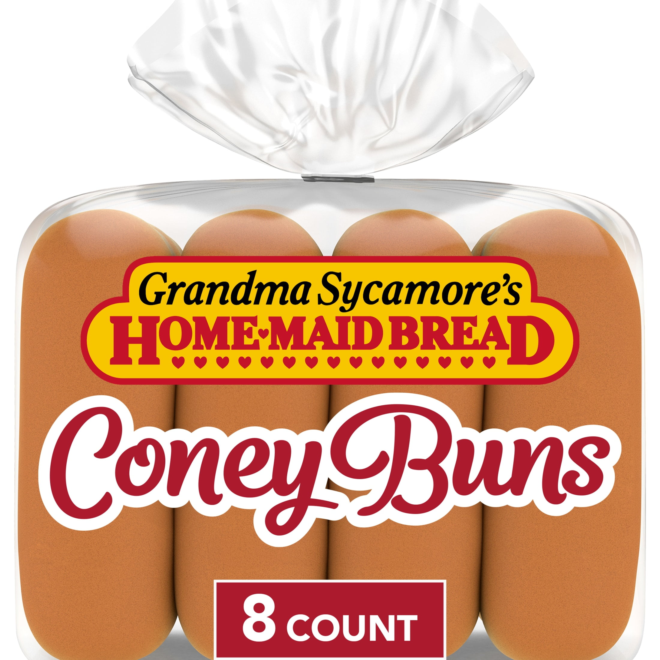 Grandma Sycamore's Coney Buns, 8 count, White Hot Dog Buns, 15 oz Bag