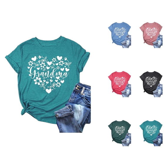 Grandma T Shirt for Women 2026 Summer Casual Short Sleeve Crewneck Grandma Letter Graphic Tees