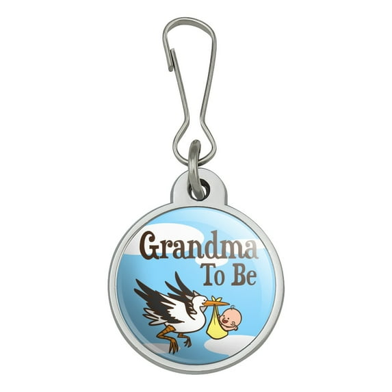 Grandma To Be Stork Baby Grandmother Jacket Handbag Purse Luggage Backpack Zipper Pull Charm