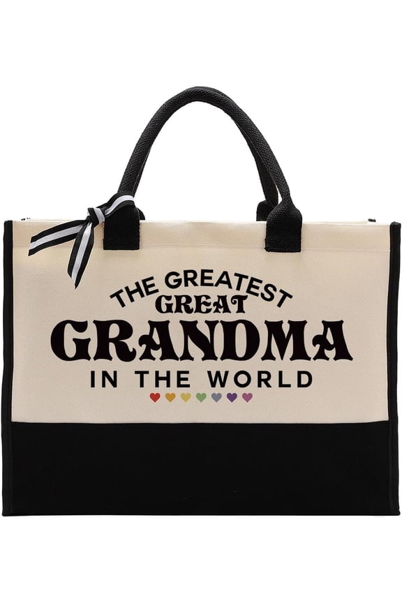 Grandma Tote Bag , Grandma Utility Tote, Canvas Tote Bag, Grandma Birthday from Grandson Granddaughter, Inspirational Bag for Grandma, The Greatest Granny In the World