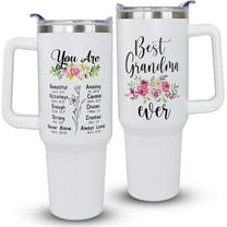 Grandma Tumbler Best Grandma Gift Grandmother Mother''s Day Gifts Birthday Gifts from Grandchildren for Gigi Nana Mimi -40oz Coffee Cup With Handle and Straw Stainless Steel Travel Mugs