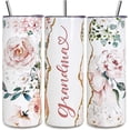 thumbnail image 1 of Grandma Tumbler My Favorite People Call Me Grandma Pink Floral Travel Mug 20 oz Skinny Tumblers with Lid and Straw Stainless Steel Insulated Gigi Coffee Cups Grandma Gifts for Women, 1 of 6