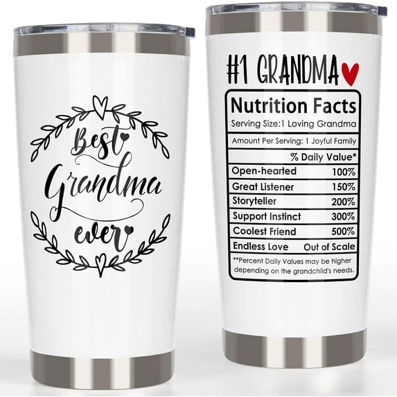 Grandma Tumbler Mother''s Day Gifts from Grandchildren Grandkids, #1 Grandma Tumbler - Best Grandma Ever Gift from Granddaughter Grandson, Birthday Gift for Grandmother Tumbler Cup