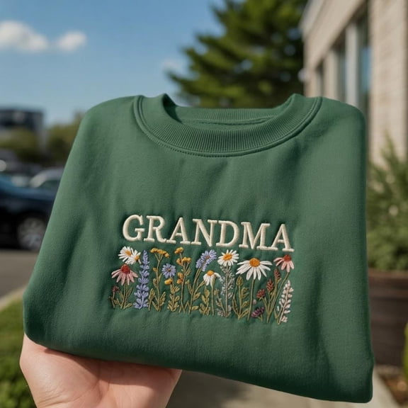 Grandma Wildflowers Embroidered Sweatshirt, Nana Gift