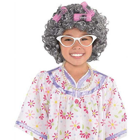 Grandma Womens Child Old Lady Costume Accessory Wig Set