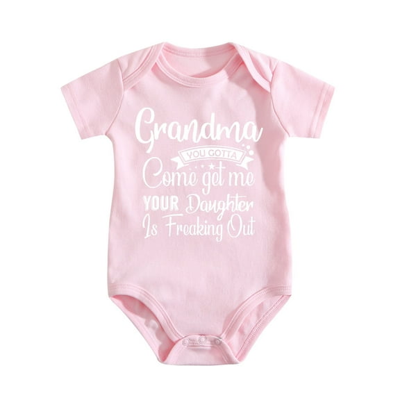 Grandma You Gotta Come Get Your Daughter - Baby Clothes - Funny Newborn Bodysuit Outfits for Boys And Girls（1） Medium Pink-style 3-6M