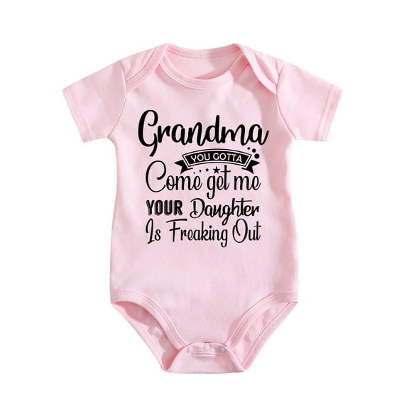 Grandma You Gotta Come Get Your Daughter - Baby Clothes - Funny Newborn Bodysuit Outfits for Boys And Girls（2） Medium Pink-style-1 0-3M