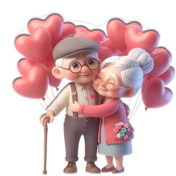 Grandma and Grandpa Love 2D Table Sign Valentines Day Decoration Multipurpose with Bracket 20cm,Red