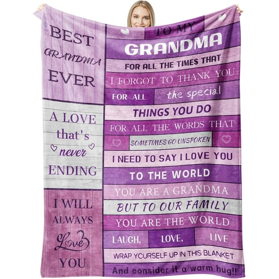 Grandma from Grandkids, for Grandma Soft Fleece Blanket, Grandma Birthday Gifts from Granddaughter Throw Blanket 60x50inch