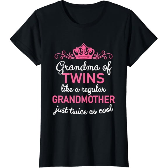 Grandma of Twins Grandmother Pregnancy Announcement T-Shirt100% cotton