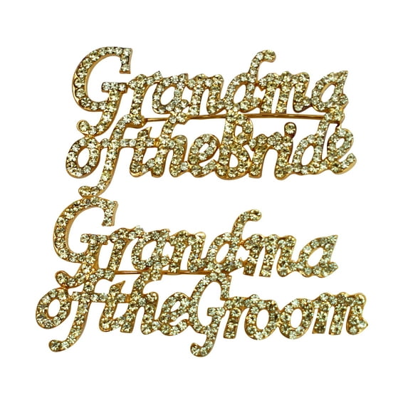Grandma of the Bride and Groom Brooch Set Crystal Bridal Jewelry Gift, Elegant Dress or Bouquet Accessories