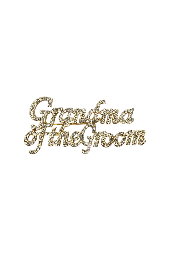 Grandma of the Groom Rhinestone Pin/Brooch in Gold