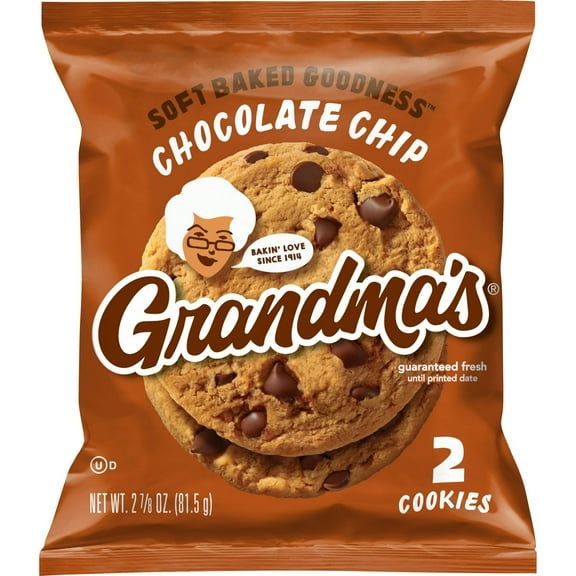 Grandmas Cookies, Chocolate Chip Cookie, 2.875 oz Cookies Pack, (Single Pack) (Packaging May Vary) (Pack of 8)