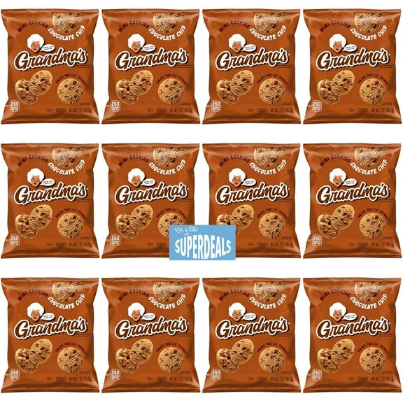 Grandma's Cookies, Chocolate Chip, (Pack of 12) Bundled by SUPERDEALS, 2.0 Oz Bag, with Mystery Gift