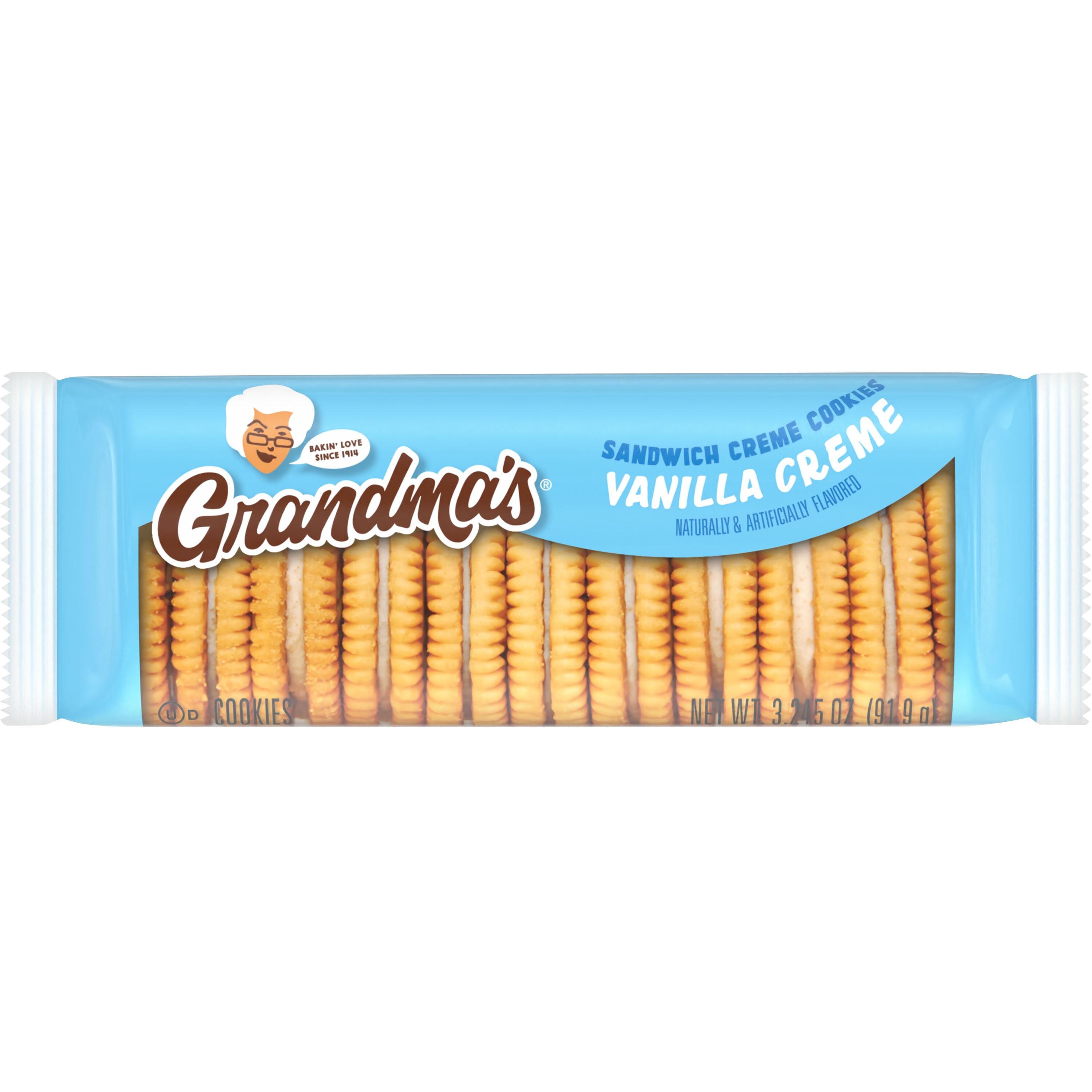 GRANDMA'S Grandmas Cookies, Sandwich Crme Vanilla Cookie, 3.245 oz Cookie Bag, (Single Pack) (Packaging May Vary)