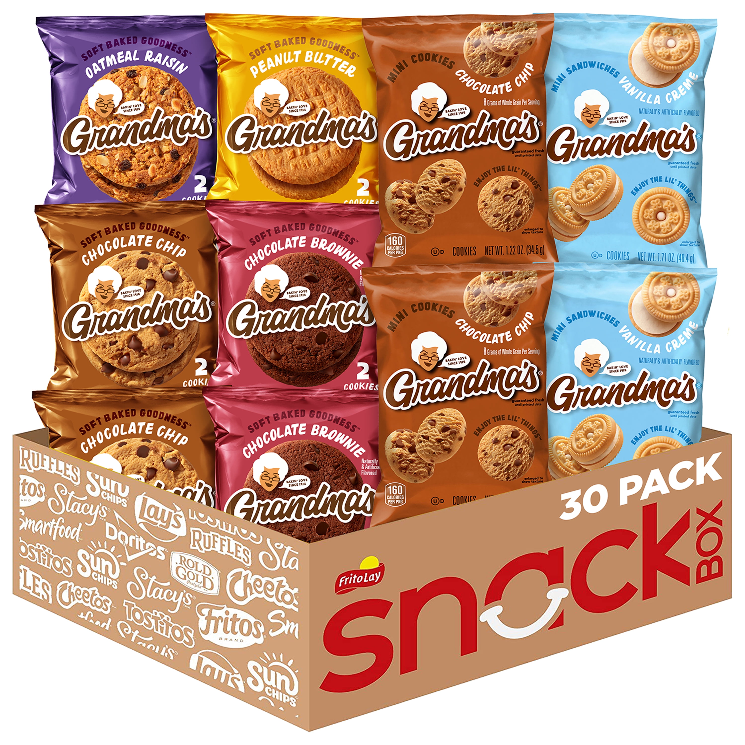 GRANDMA'S Grandmas Cookies Variety Pack Flavored Cookies Snacks (30 Pack) (Packaging May Vary)