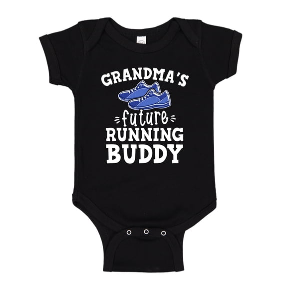 Grandma's Future Running Buddy Baby Bodysuit One Piece 12 mo Black