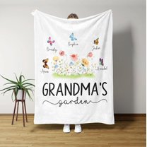 Grandma''s Garden Birth Month Flower Blanket - Grandma Gifts - Birthday Gifts for Grandma - Nana Mimi Gigi Gifts - Gifts for Women - Home Decor