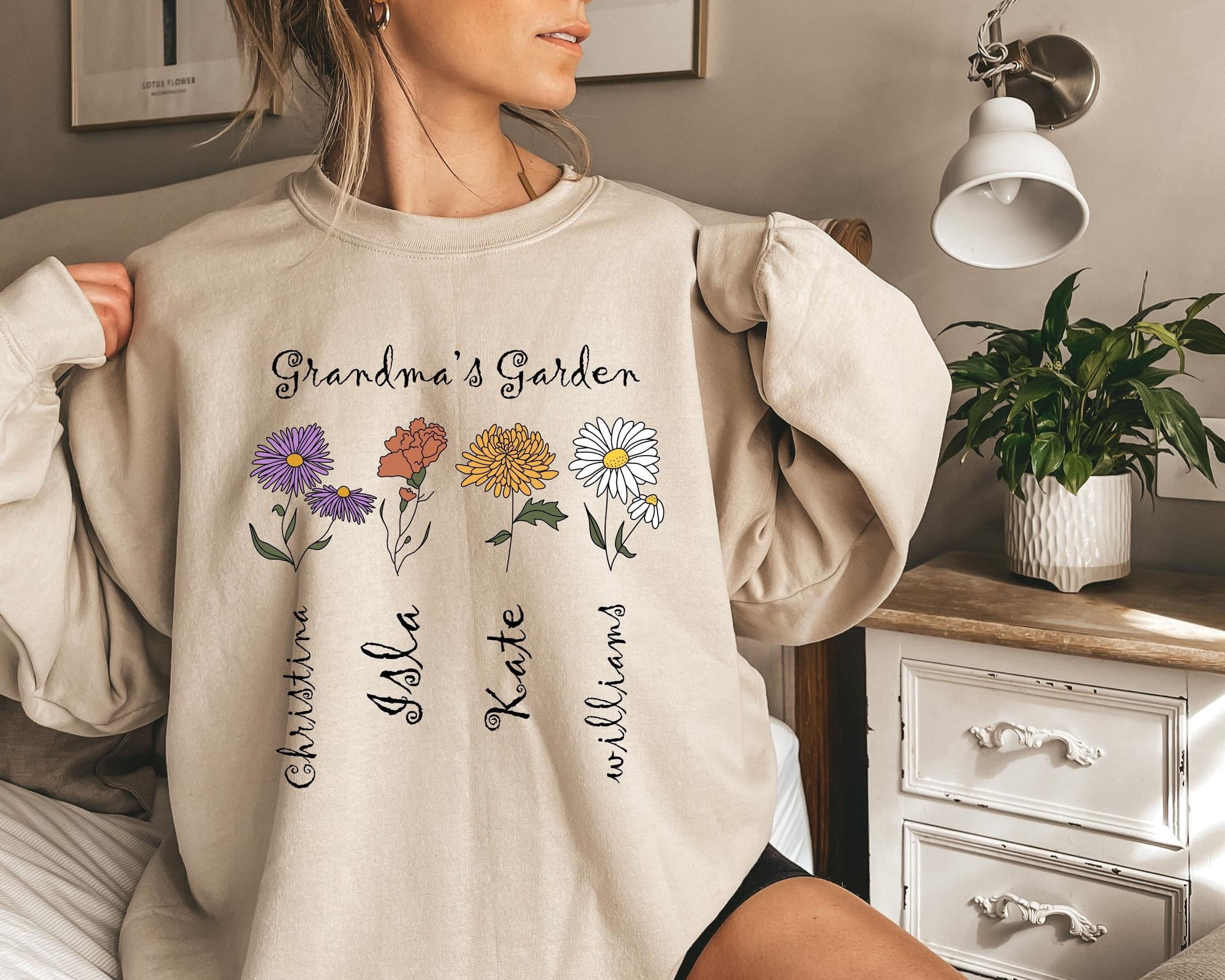Grandma's Garden Sweatshirt,Custom Birthflower Sweat,Gift for Grandma