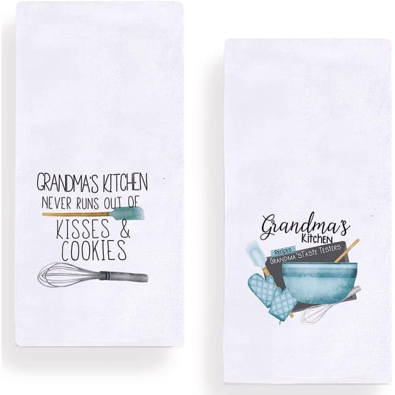 Grandma''s Gift Kitchen Dish Towels, 18 x 26 Inch Mother''s Day Anniversary Grandmother Tea Towels for Cooking Baking Set of 2