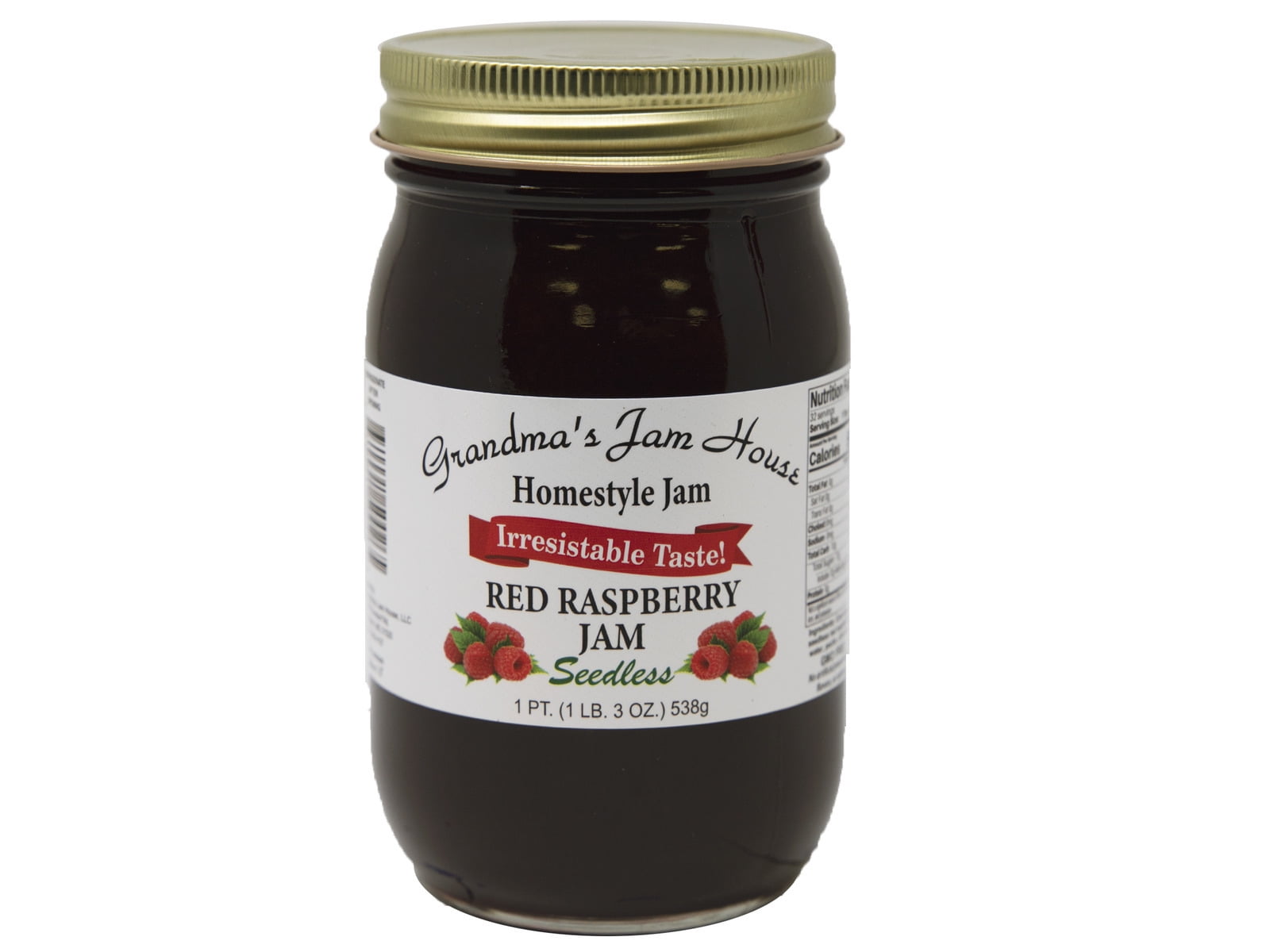 Grandma's Homestyle Seedless Red Raspberry Jam, 2Pack 16 oz. Jars