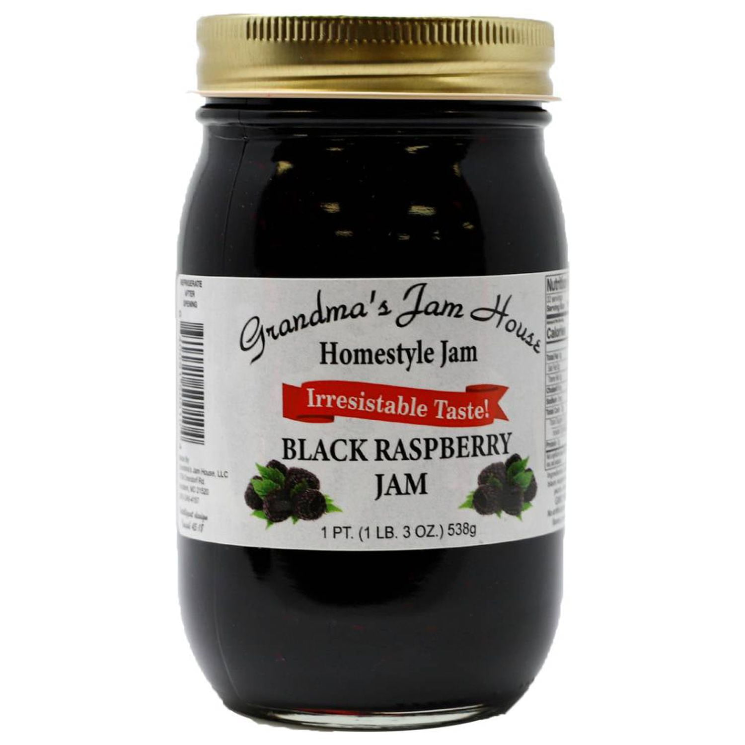 Grandma's Jam House All Natural USA Made Black Raspberry Jam 19 Oz