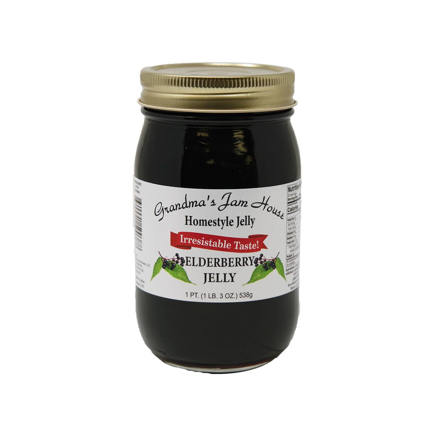 Grandma's Jam House All Natural USA Made Homestyle Elderberry Jelly, 19 oz