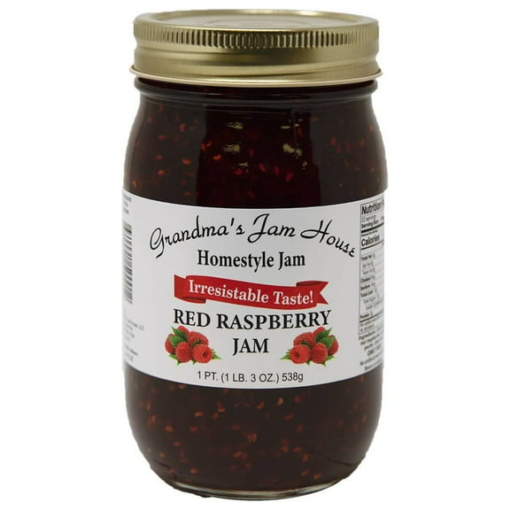 Grandma's Jam House All Natural USA Made Homestyle Red Raspberry Jam, 19 oz