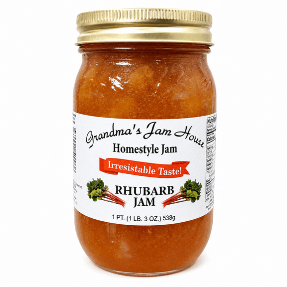 Grandma's Jam House All Natural USA Made Homestyle Rhubarb Jam, 19 oz