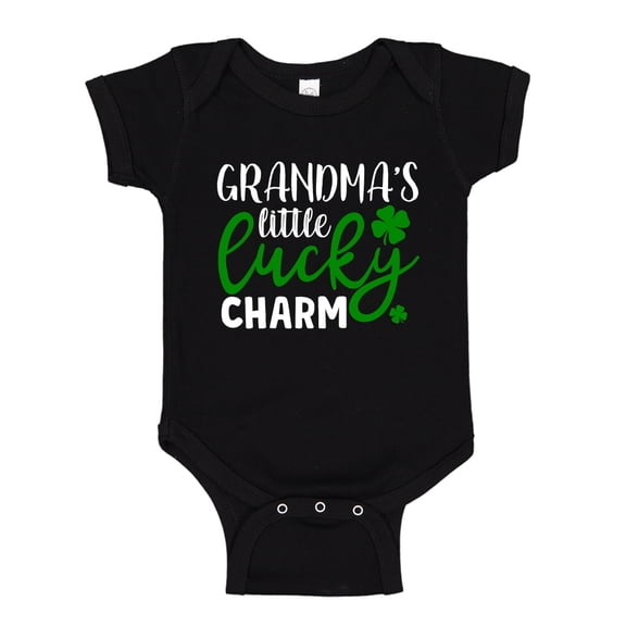 Grandma's Little Lucky Charm Baby Bodysuit One Piece 6 mo Black