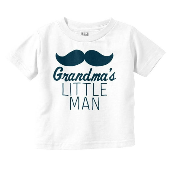 Grandma's Little Man Funny Mustache Youth T Shirt Tee Boys Infant Toddler Brisco Brands 2T