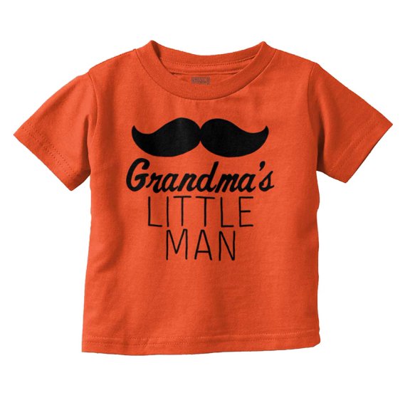 Grandma's Little Man Funny Mustache Youth T Shirt Tee Boys Infant Toddler Brisco Brands 3T