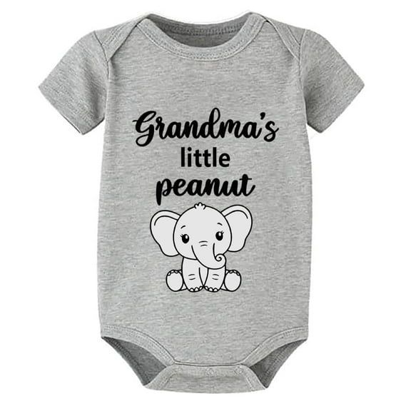 Grandma's Little Peanut Baby Summer Romper Girl Short Sleeve Baby Boys' Bodysuits White Baby Romper 6-9 Months