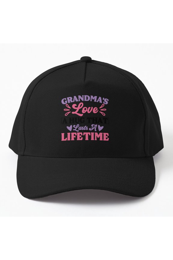 Grandma's Love Baseball Hat, A Hug That Lasts a Lifetime Family Statement Design, Classic Cap
