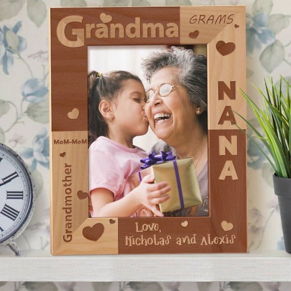 Grandma’s Love Personalized Wooden Picture Frame 8" x 10" Brown (Vertical)