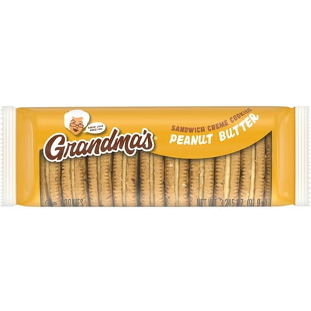 Grandma’s Mini Cookies, Sandwich Crème Cookies Peanut Butter Flavored, 3.245oz Cookie Bag, (Single Pack) (Packaging May Vary)