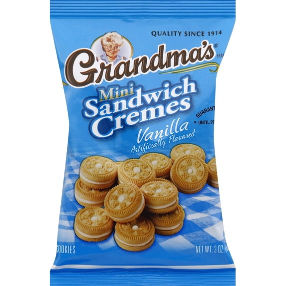Grandma's Mini Sandwich Cremes Vanilla Cookies 3 oz. Bag