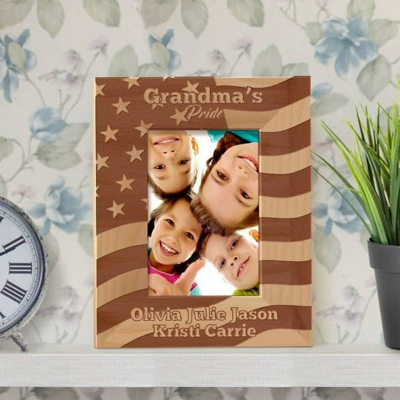 Grandma's Pride Personalized Wooden Picture Frame 3 1/2" x 5" Brown (Vertical)