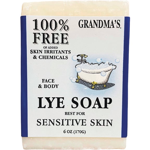 Grandma's Pure Lye Soap Bar, Unscented Face & Body Wash Cleans with No Detergens, Dyes & Fragrances - 60018, Pack of 2