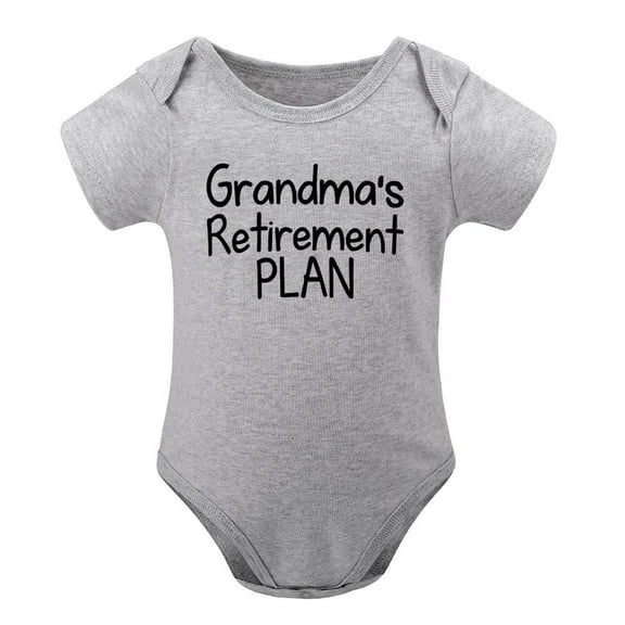 Grandma’s Retirement Plan - Baby Clothes - Funny Newborn Bodysuit Outfits for Boys And Girls Gray-style-1 6months