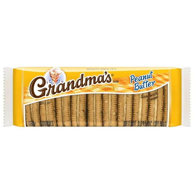 Grandma's Sandwich Crème Cookies Peanut Butter Flavored, 3.245oz Bag