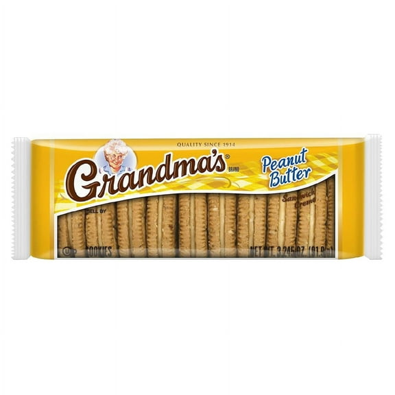 Grandma's Sandwich Creme Cookies Peanut Butter 3.25 oz Pack of 2