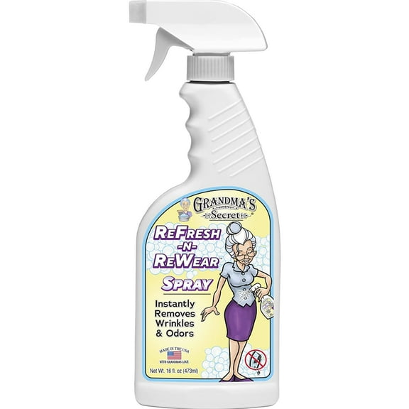 Grandma’s Secret Refresh N ReWear Fabric Freshener Wrinkle Release Spray for Clothing 16oz