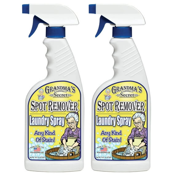 Grandma's Secret Spot Stain .. Remover - Chlorine, Bleach .. and Toxin-Free for Clothes .. Fabric, Removes Oil, Paint, .. Blood and Pet Stains-2 .. Pack of 16 Ounce .. Spray Bottle