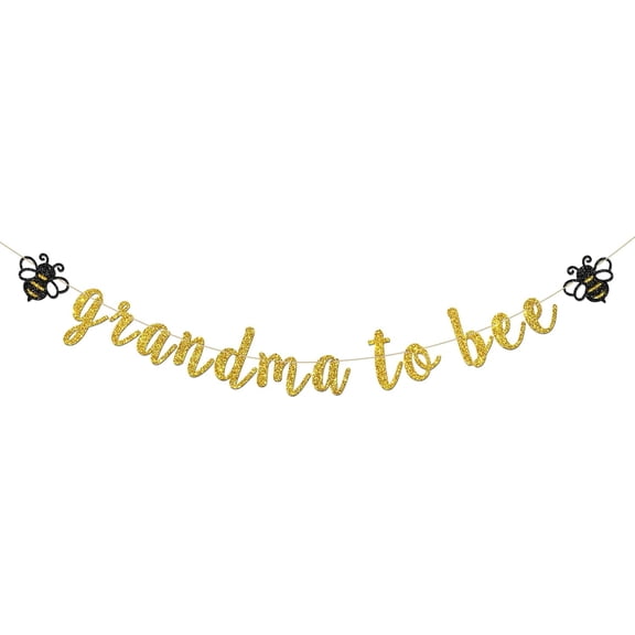 Grandma to Bee Banner, Bumble Bee Themed Baby Shower Party Decorations, New Grandmother, Pregnant Annountanct Party Decorations, Gold Glitter