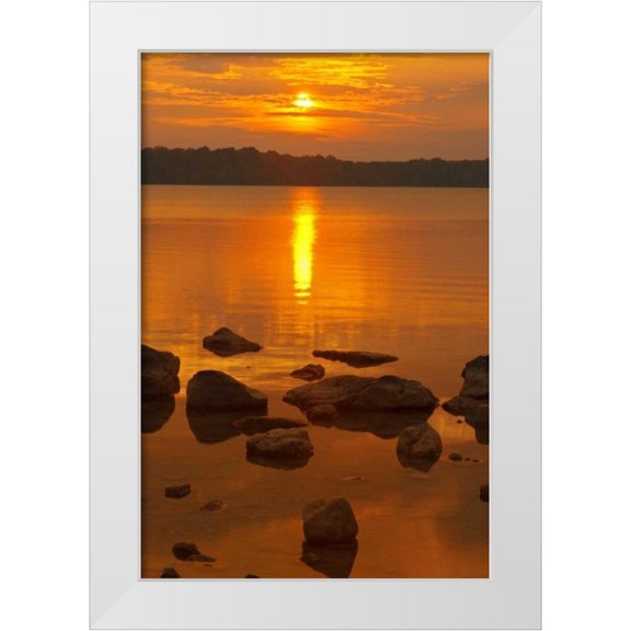 Grandmaison, Mike 11x14 White Modern Wood Framed Museum Art Print Titled - Canada, Bruce Peninsula Sunset on Berford Lake