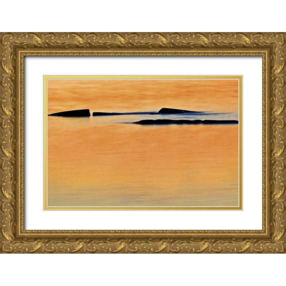 Grandmaison, Mike 14x11 Gold Ornate Wood Framed with Double Matting Museum Art Print Titled - Canada, Ontario Shoals at sunset on Georgian Bay