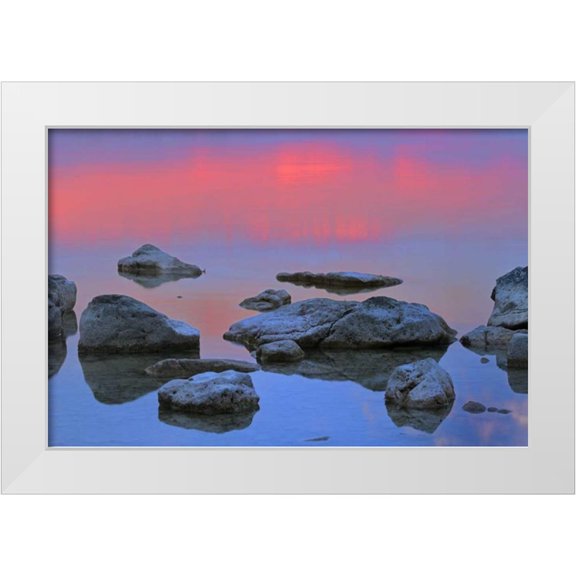 Grandmaison, Mike 14x11 White Modern Wood Framed Museum Art Print Titled - Canada, Bruce Peninsula Sunset on Berford Lake